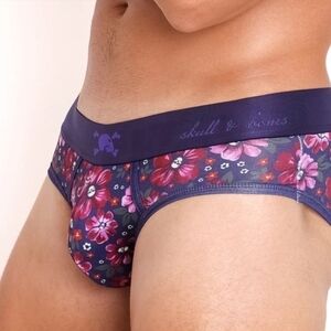 Skull & Bones Maroon Floral Brief